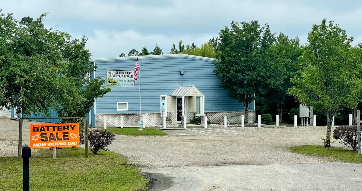 The Island Cart Rentals & Sales shop building in Supply, North Carolina